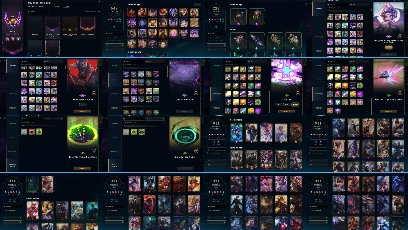 Ảnh LOL VIP TFT ĐỦ CHƠI #Giá : 3600k - 2 ĐA SẮC THẦN THOẠI - 22 SKIN TÍM - RANK LB Rất Nhiều Khung Đẹp 911 Skin - Lv 913 - Full Tướng Nhiều Hàng Hiệu Đa Sắc 227 - Còn Đổi Tên TFT  - TFT VIP Như Ảnh Thông Tin Hỗ Trợ Đầy Đủ - Bảo Hành 100%
